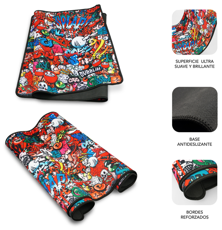 ALFOMBRILLA SUBBLIM GRAFFITI XL MOUSE PAD 900x400x3 - detalle