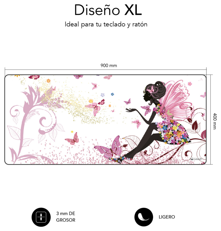 ALFOMBRILLA SUBBLIM HADA XL MOUSE PAD 900X400X3 - detalle