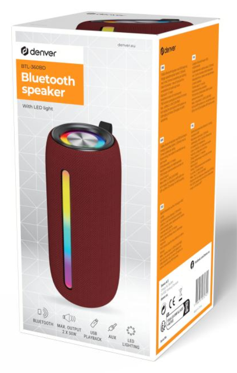 ALTAVOZ BLUETOOTH DENVER BTL-360BD INALAMBRICO CON FUNCION DE ILUMINACION - detalle