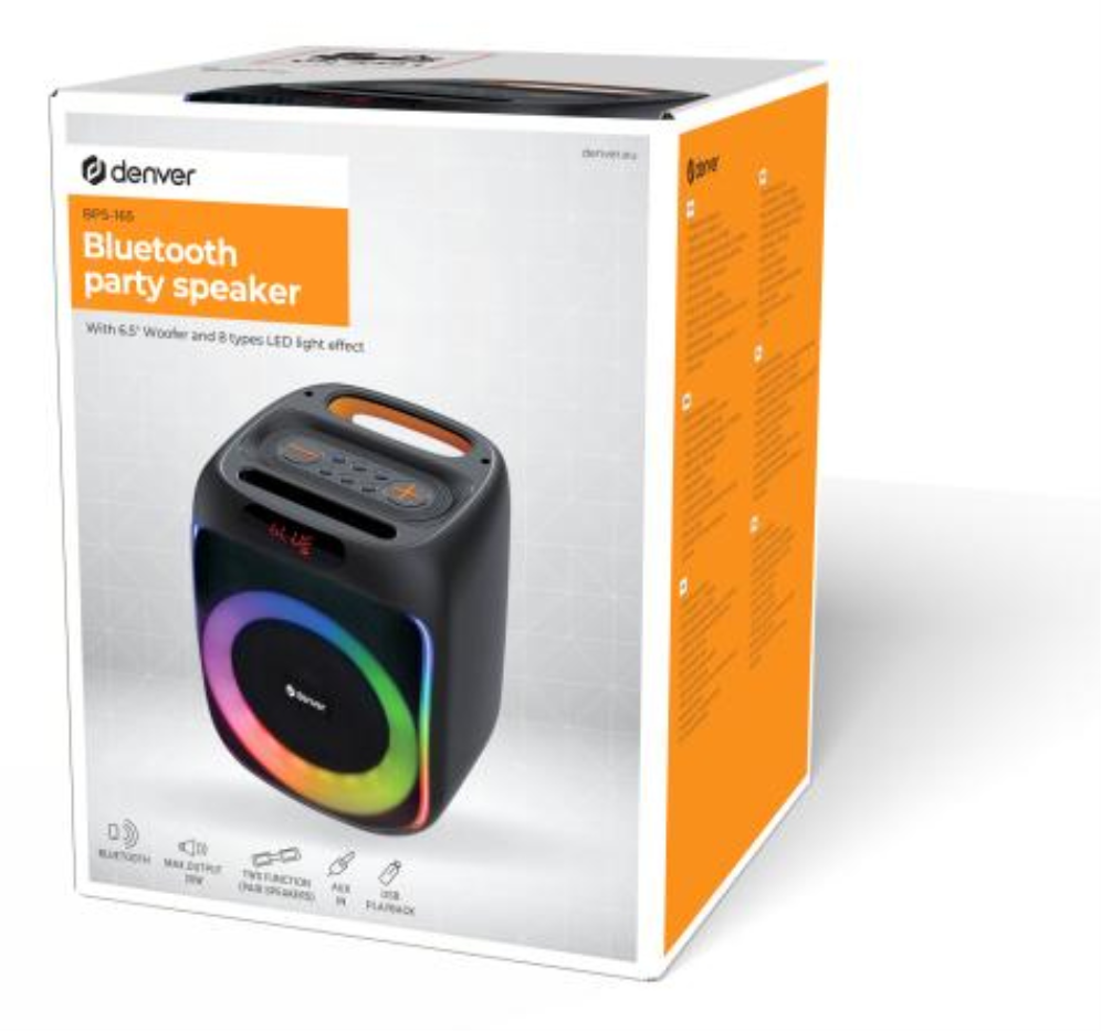 ALTAVOZ DE FIESTA DENVER BLUETOOTH CON 20W DE POTENCIA - detalle
