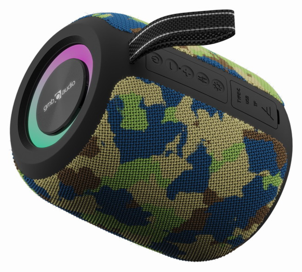 ALTAVOZ PORTATIL GEMBIRD 8W BT LED RGB CAMUFLAJE - detalle