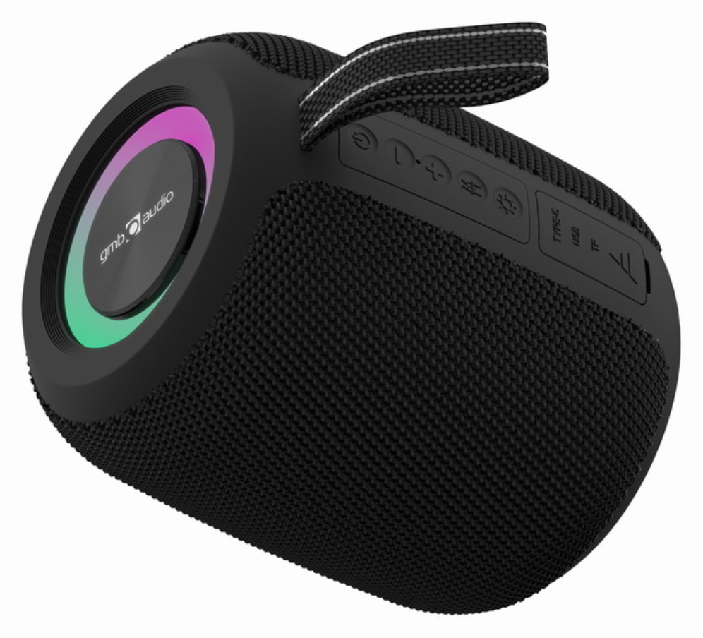 ALTAVOZ PORTATIL GEMBIRD 8W BT LED RGB NEGRO - detalle