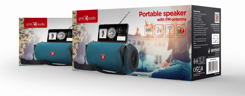 ALTAVOZ PORTATIL GEMBIRD SPK-BT-17-G COM RA?DIO FM 2X5W RMS BLUETOOTH VERDE - detalle