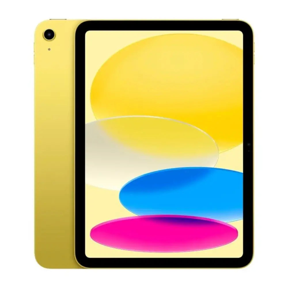 Tableta Apple iPad WiFi de 256GB en color amarillo, vista frontal con pantalla y bordes en la imagen.
