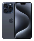 Teléfono inteligente Apple iPhone 15 Pro con pantalla de 6.1" en color azul titanio, doble SIM, 1 TB, compatible con iOS 17 y 5G.