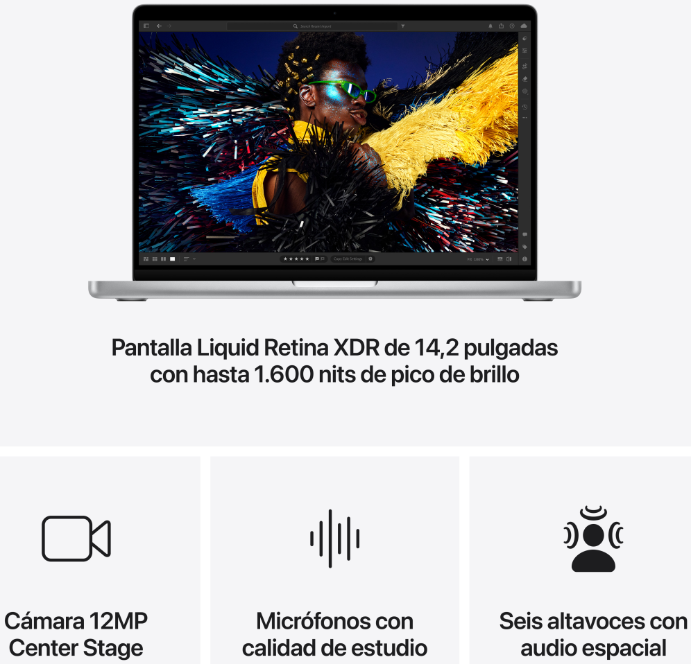 APPLE MACBOOK PRO M4 PRO 24GB 512GB SSD GPU 16 NUCLEOS 14" PLATA - detalle