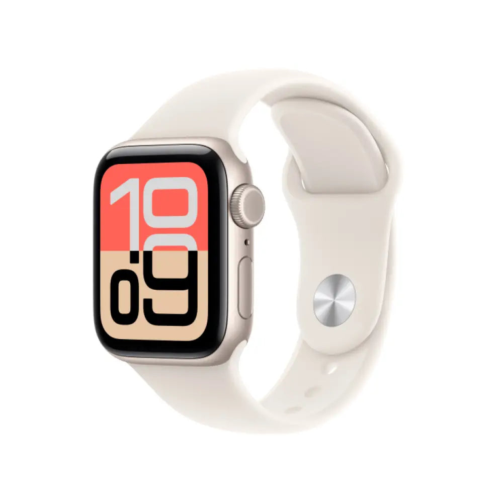 Reloj inteligente Apple Watch SE 3ª generación con pantalla OLED de 40 mm y acabado en aluminio color beige.