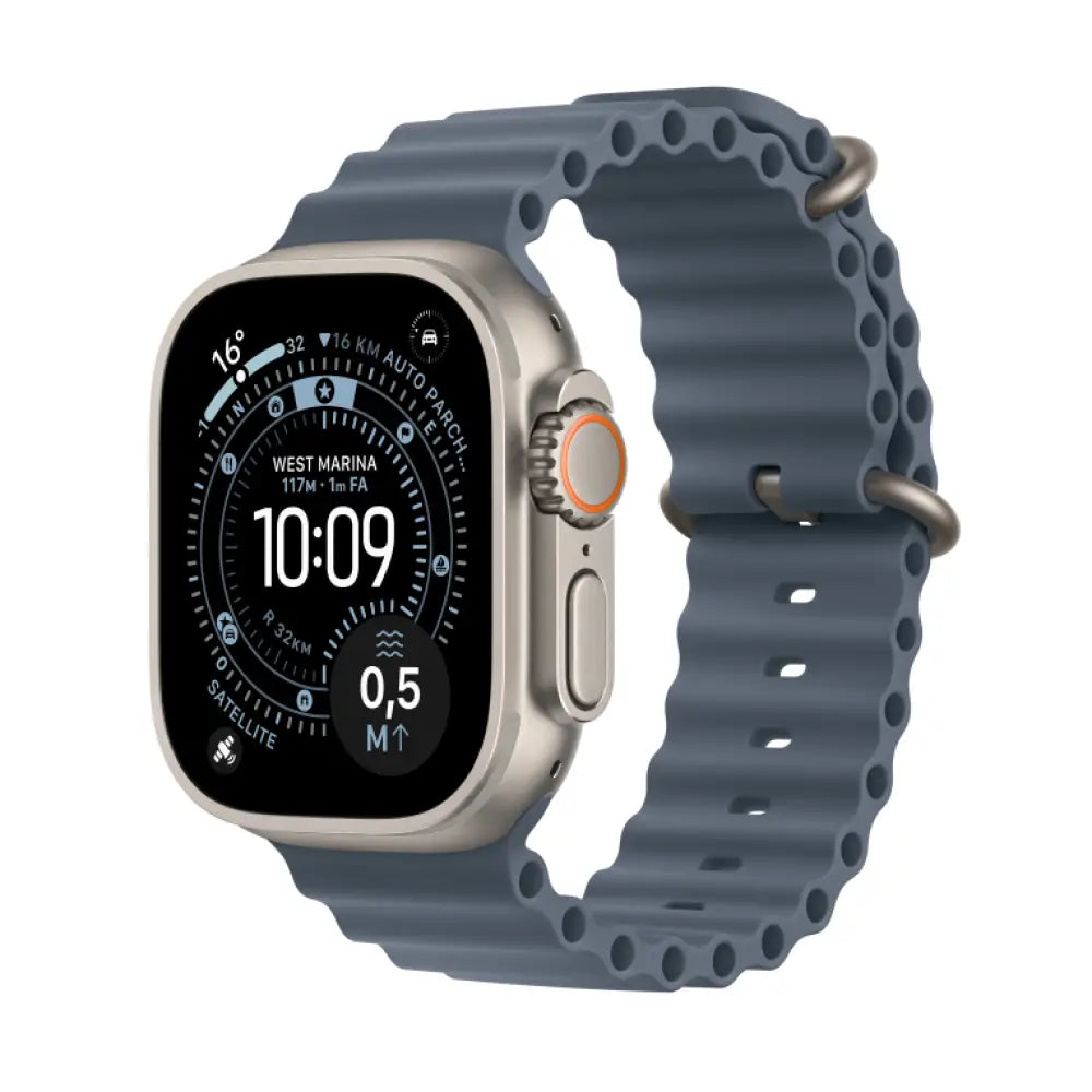 Reloj inteligente Apple Watch Ultra 3 de 49 mm en titanio con pantalla OLED táctil de 422 x 514 píxeles, con funciones 5G, WiFi y GPS.