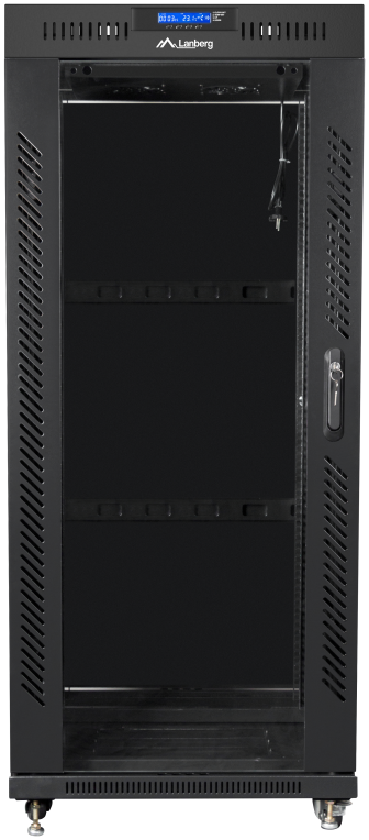 ARMARIO LANBERG 19" 27U 600X600 FLAT PACK NEGRO PUERTA CRISTAL CON LCD V2 - detalle