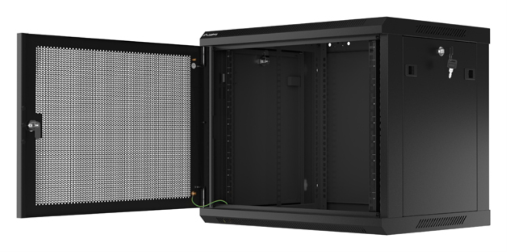 ARMARIO LANBERG 9U 600X450 CON PUERTA PERFORADA RACK 19 H-60 KG NEGRO FLAT PACK - detalle