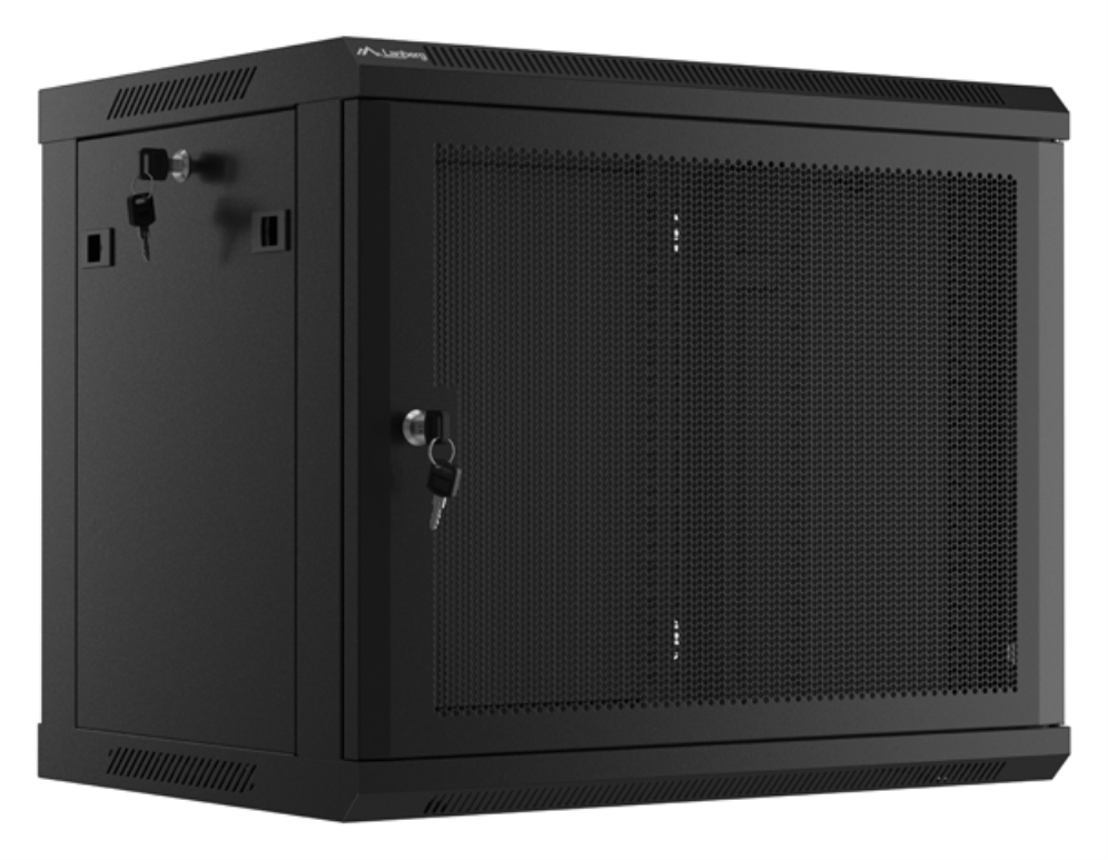 ARMARIO LANBERG 9U 600X450 CON PUERTA PERFORADA RACK 19 H-60 KG NEGRO FLAT PACK