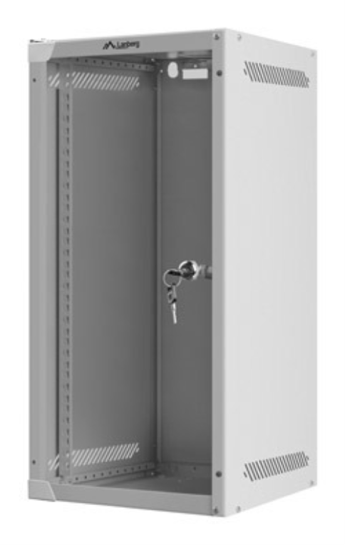 ARMARIO LANBERG MURAL 10" 12U/280X310 FLAT PACK GRIS PUERTA CRISTAL - detalle