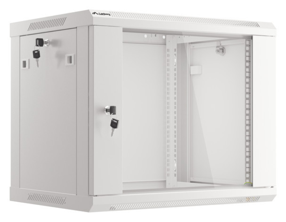 ARMARIO LANBERG MURAL 9U 600X450 RACK 19 FLAT PACK V2 PUERTA CRISTAL GRIS