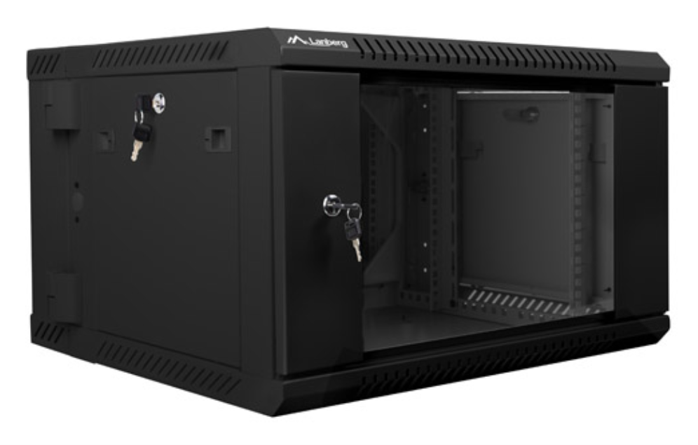 ARMARIO LANBERG MURAL DOBLE SECCION RACK 19" 6U/600X600 FLAT PACK NEGRO - detalle