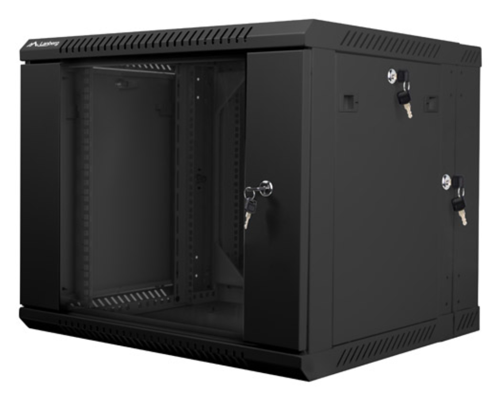 ARMARIO LANBERG MURAL DOBLE SECCION RACK 19" 9U/600X600 FLAT PACK NEGRO - detalle