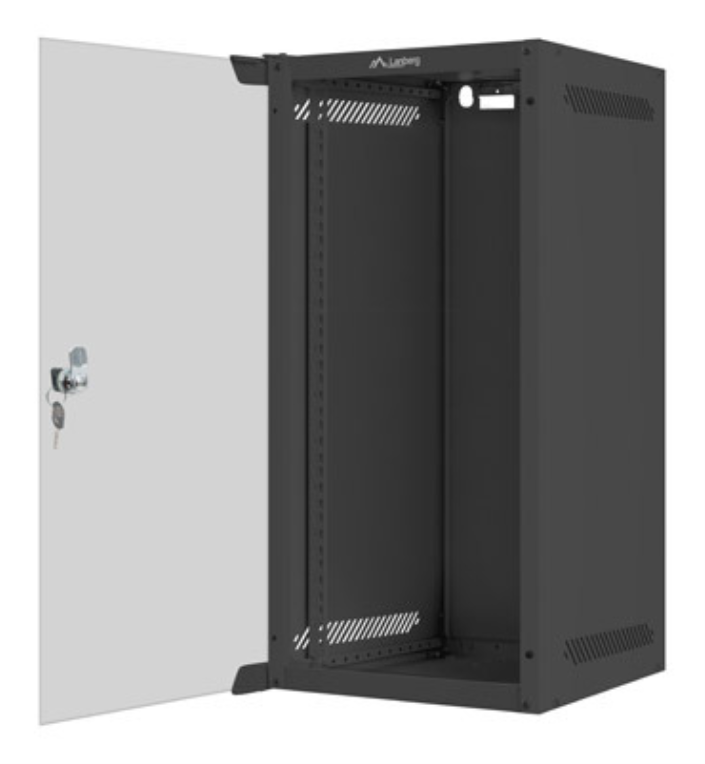 ARMARIO LANBERG MURAL RACK 10" 12U/280X310 FLAT PACK NEGRO PUERTA CRISTAL - detalle