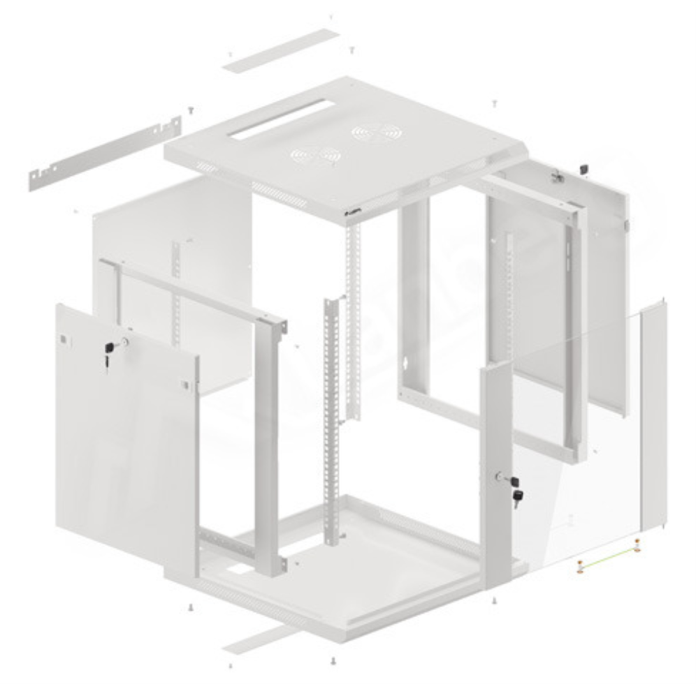 ARMARIO LANBERG MURAL RACK 10" 12U 600X600 FLAT PACK GRIS - detalle