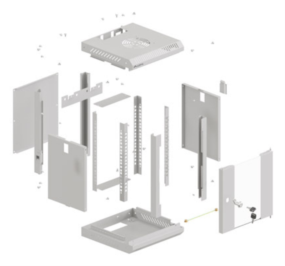ARMARIO LANBERG MURAL RACK 10" 6U/300X300 FLAT PACK GRIS PUERTA CRISTAL - detalle