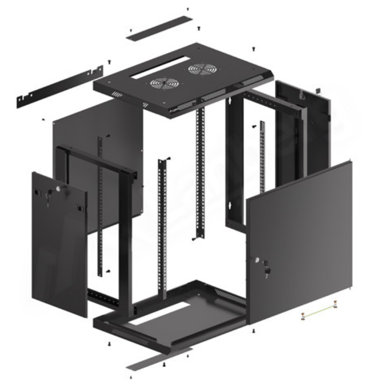 ARMARIO LANBERG MURAL RACK 19" 12U/600X450 FLAT PACK AUTOENSA NEGRO PTA METALICA - detalle