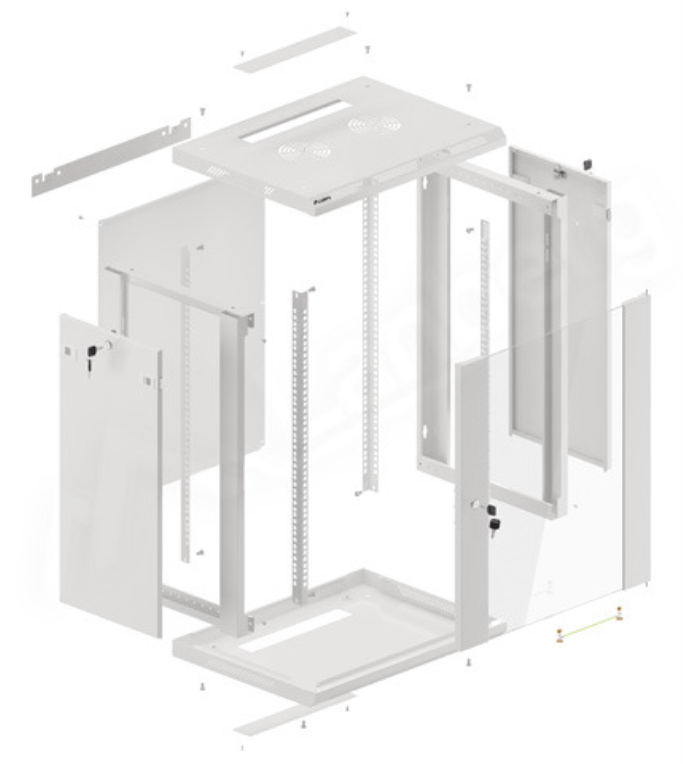 ARMARIO LANBERG MURAL RACK 19" 15U 600X450 FLAT PACK V2 PUERTA CRISTAL GRIS - detalle