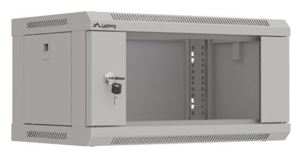 ARMARIO LANBERG MURAL RACK 19" 4U 540X350 FLAT PACK GRIS PUERTA CRISTAL