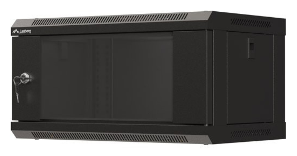 ARMARIO LANBERG MURAL RACK 19" 4U 540X350 FLAT PACK NEGRO PUERTA CRISTAL - detalle