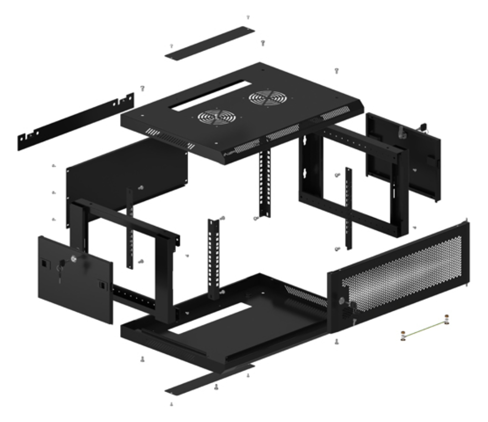 ARMARIO LANBERG MURAL RACK 19 4U 600X450 PUERTA PERFORADA FLAT PACK NEGRO - detalle