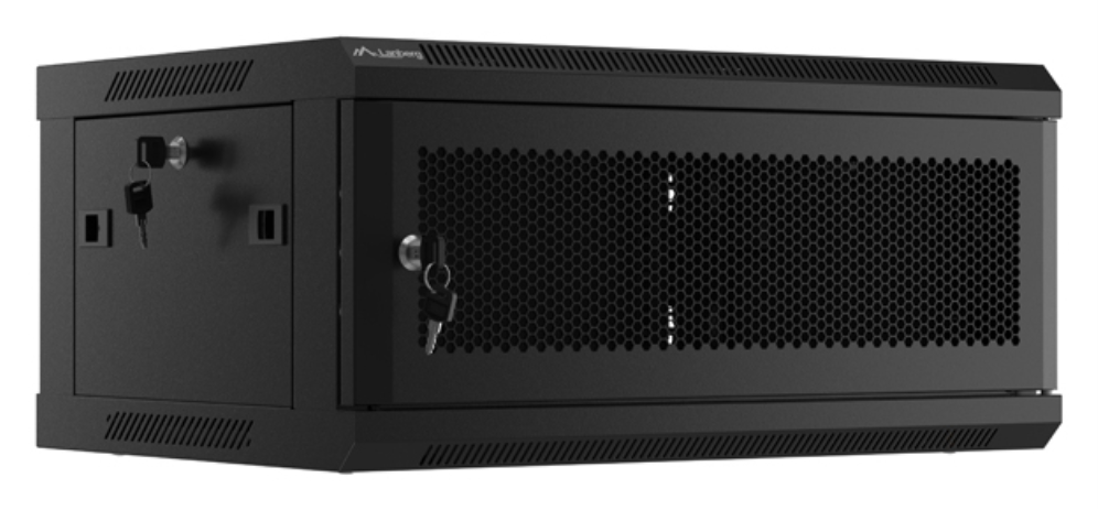 ARMARIO LANBERG MURAL RACK 19 4U 600X450 PUERTA PERFORADA FLAT PACK NEGRO