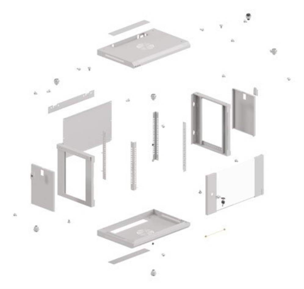 ARMARIO LANBERG MURAL RACK 19" 6U 540X350 FLAT PACK GRIS PUERTA CRISTAL - detalle