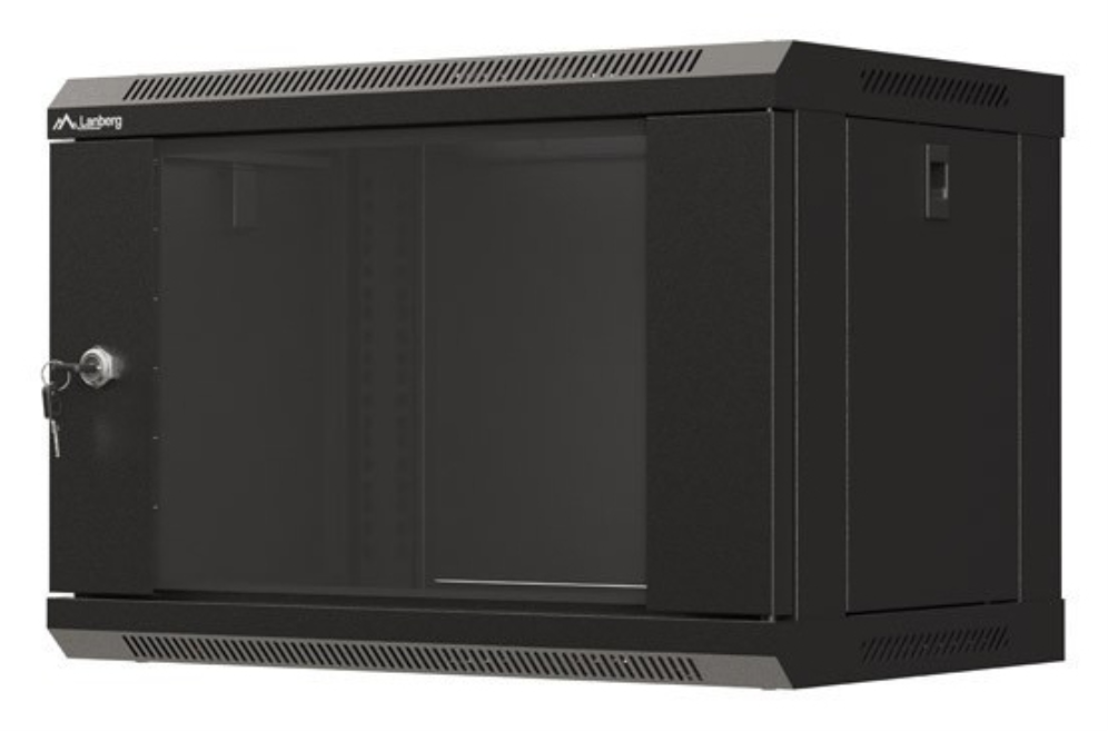ARMARIO LANBERG MURAL RACK 19" 6U 540X350 FLAT PACK NEGRO PUERTA CRISTAL - detalle