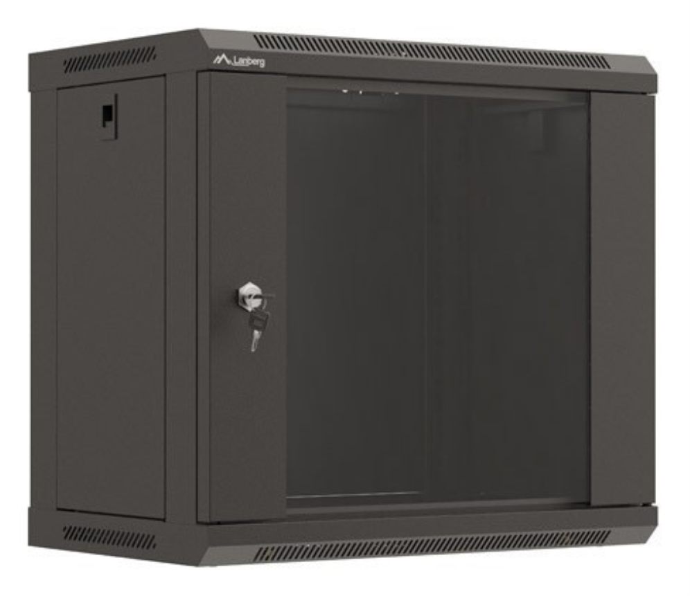 ARMARIO LANBERG MURAL RACK 19" 9U 540X350 FLAT PACK NEGRO PUERTA CRISTAL