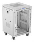 ARMARIO LANBERG RACK 19" 15U 600X600 FLAT PACK GRIS PUERTA DE CRISTAL CON LCD