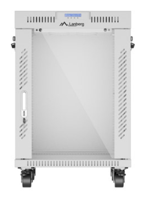ARMARIO LANBERG RACK 19" 15U 600X600 FLAT PACK GRIS PUERTA DE CRISTAL CON LCD - detalle