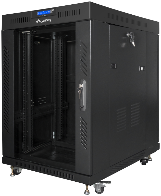 ARMARIO LANBERG RACK 19” 15U 800X1000 LCD PUERTA CRISTAL FLAT PACK NEGRO