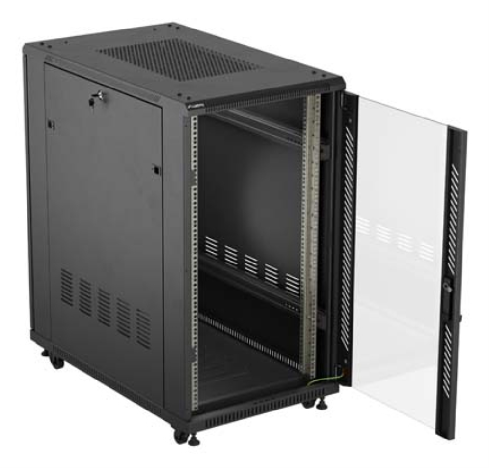 ARMARIO LANBERG RACK 19" 22U 600X1000 FLAT PACK PUERTA CRISTAL NEGRO - detalle