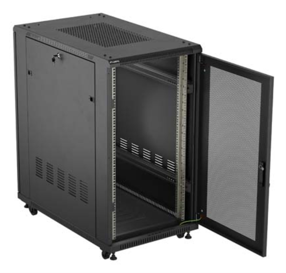 ARMARIO LANBERG RACK 19" 22U 600X1000 FLAT PACK PUERTA PERFORADA NEGRO - detalle