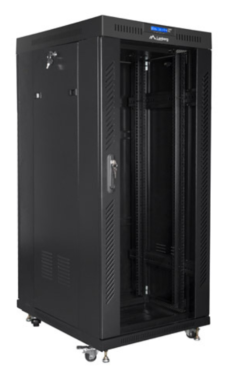 ARMARIO LANBERG RACK 19" 22U 800X800 FLAT PACK NEGRO PUERTA CRISTAL CON LCD - detalle