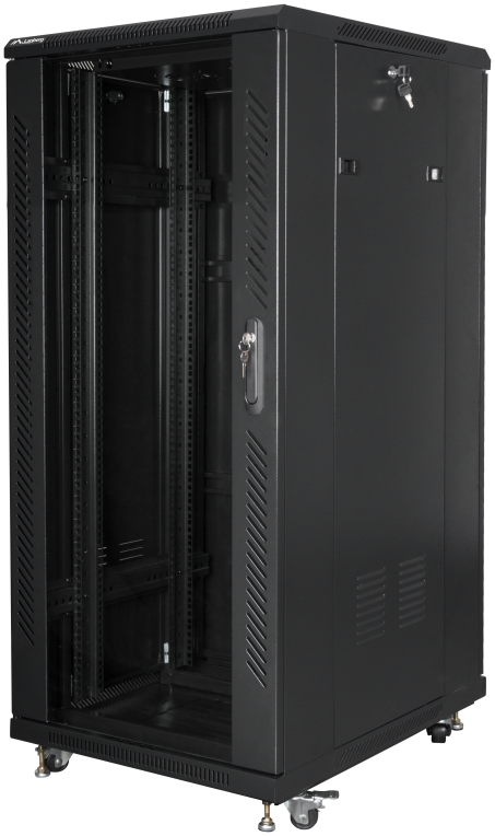 ARMARIO LANBERG RACK 19" 27U 600X800 FLAT PACK NEGRO PUERTA CRISTAL CON LCD