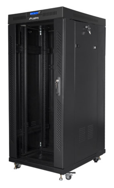 ARMARIO LANBERG RACK 19" 27U 600X800 FLAT PACK NEGRO PUERTA CRISTAL CON LCD - detalle