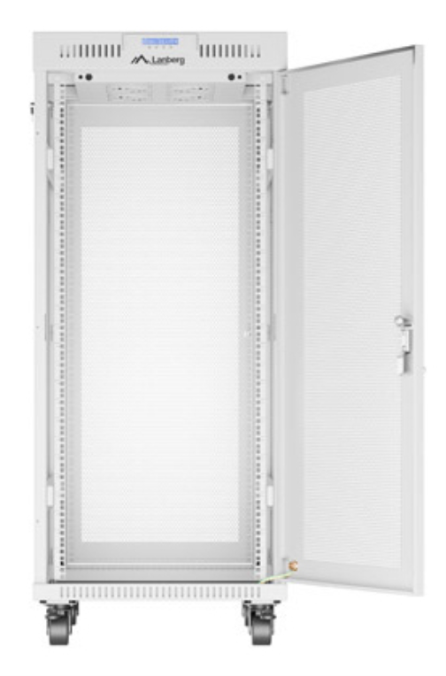 ARMARIO LANBERG RACK 19" 27U 600X800 FLAT PACK PUERTA PERFORADA CON LCD GRIS - detalle