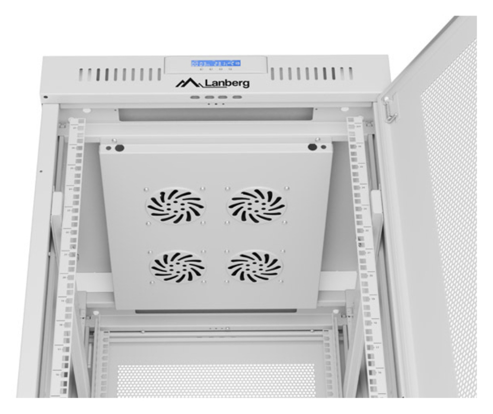 ARMARIO LANBERG RACK 19" 27U 600X800 FLAT PACK PUERTA PERFORADA CON LCD GRIS - detalle