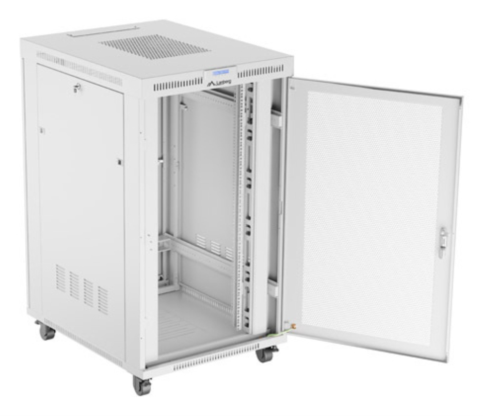 ARMARIO LANBERG RACK 19" 27U 800X1000 FLAT PACK GRIS PUERTA PERFORADA CON LCD - detalle