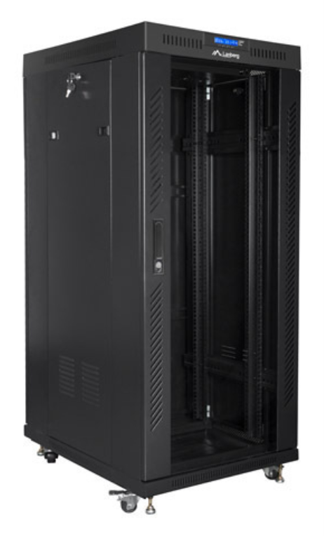 ARMARIO LANBERG RACK 19" 27u 800X1000 FLAT PACK NEGRO PUERTA CRISTAL CON LCD - detalle