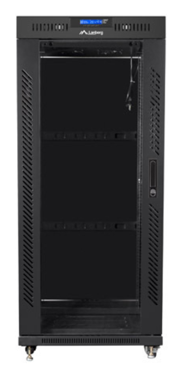 ARMARIO LANBERG RACK 19" 27u 800X1000 FLAT PACK NEGRO PUERTA CRISTAL CON LCD - detalle