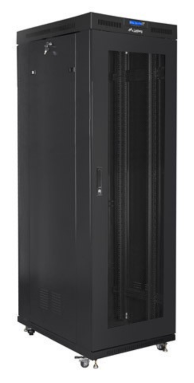 ARMARIO LANBERG RACK 19” 27U 800X1000 FLAT PACK NEGRO PUERTA PERFORADA CON LCD - detalle