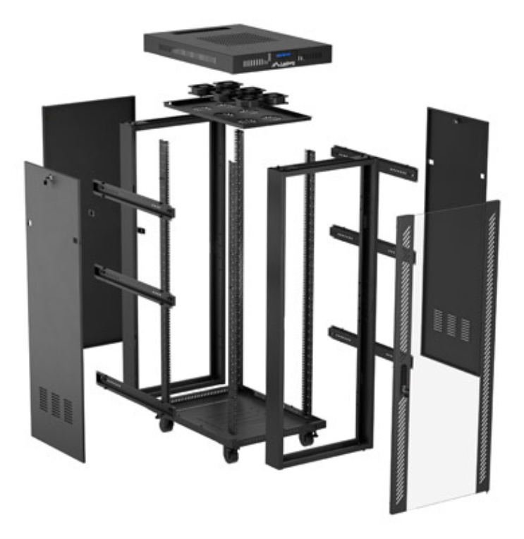ARMARIO LANBERG RACK 19" 32U 600X1000 FLAT PACK PUERTA CRISTAS CON LCD NEGRO - detalle