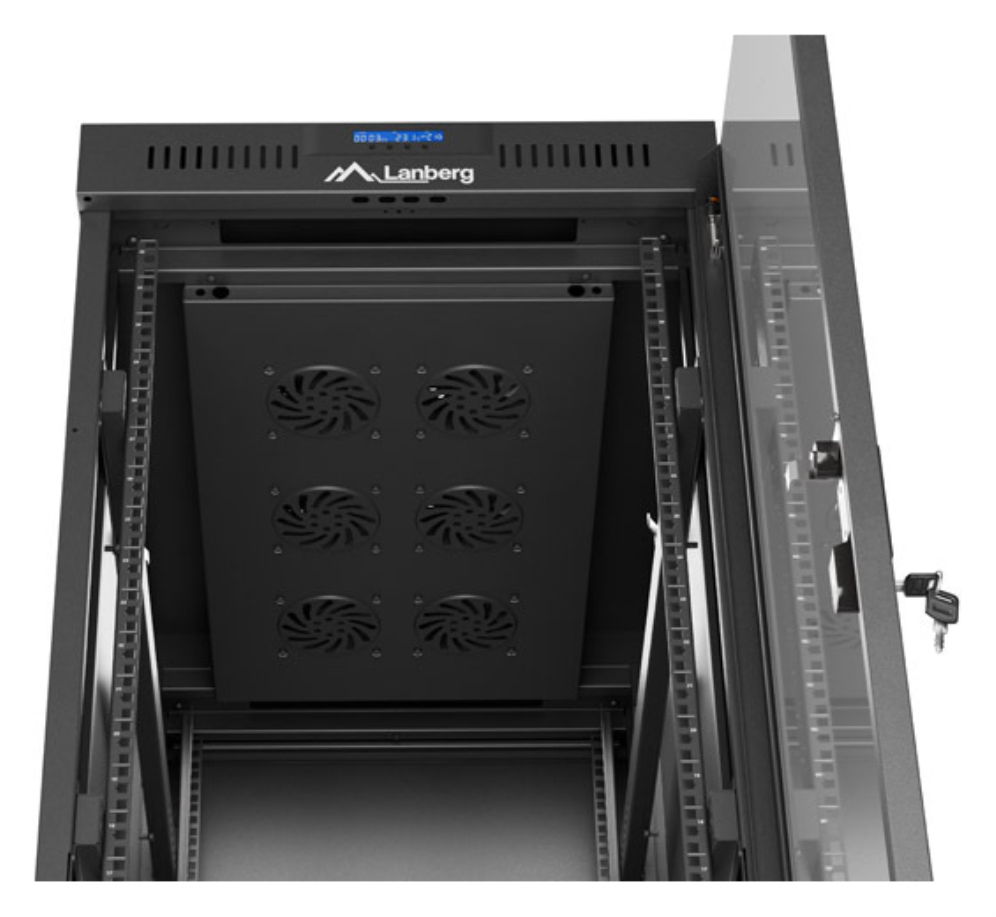 ARMARIO LANBERG RACK 19" 32U 600X1000 FLAT PACK PUERTA CRISTAS CON LCD NEGRO - detalle