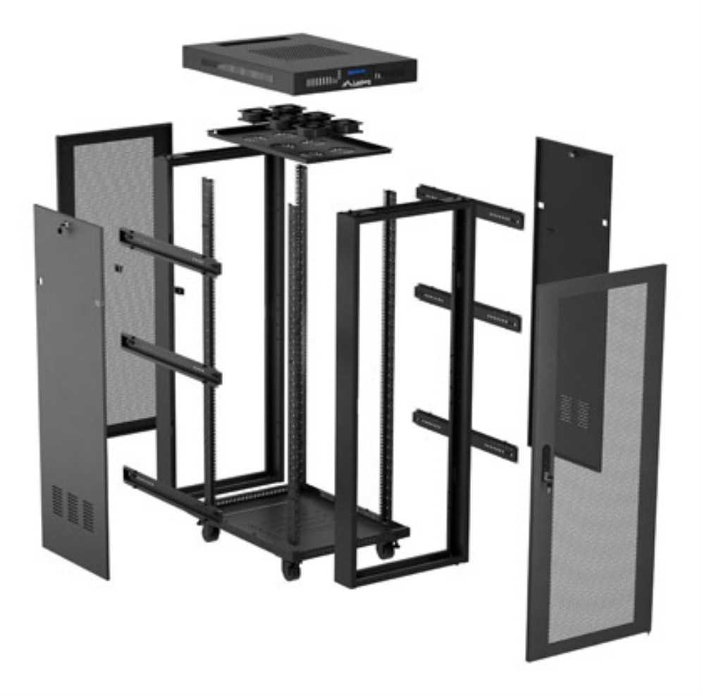 ARMARIO LANBERG RACK 19" 32U 600X1000 FLAT PACK PUERTA PERFORADA DISPLAY LCD BK - detalle