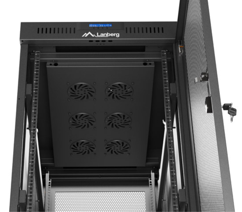 ARMARIO LANBERG RACK 19" 32U 600X1000 FLAT PACK PUERTA PERFORADA DISPLAY LCD BK - detalle