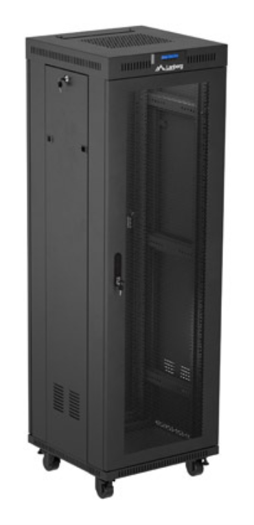 ARMARIO LANBERG RACK 19" 37U 600X600 FLAT PACK PUERTA PERFORADA CON LCD - detalle